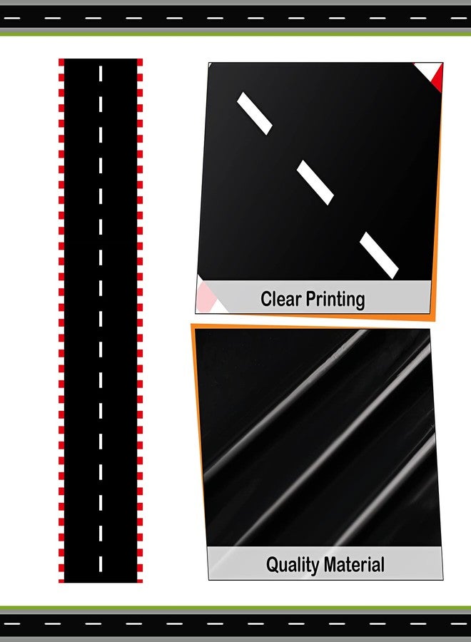 Remagr Racetrack Floor Running Black Racer Party Decoration Mat Road Table Runner Long Racetrack Tablecloth Drag for Party (Stripe Style,16 ft x 2 ft) - Image 3